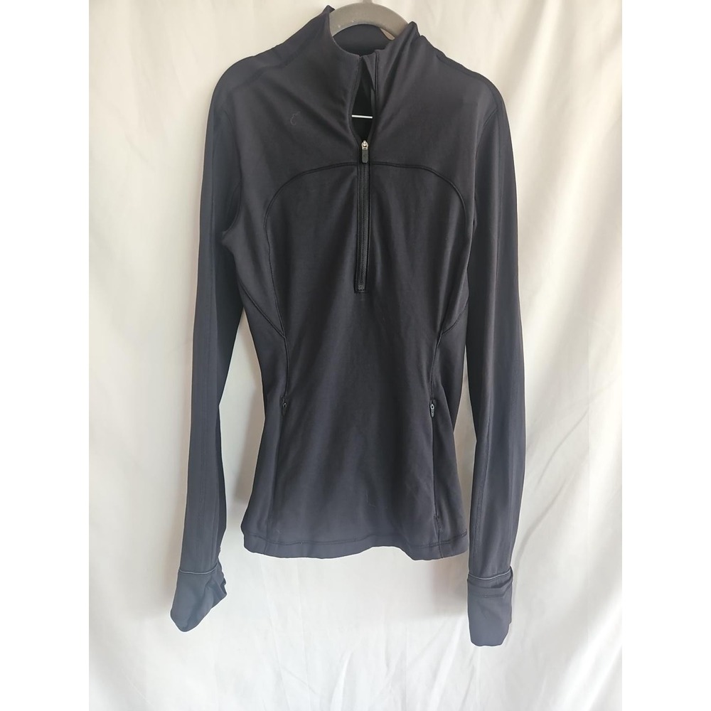 Lululemon Womens Size 4 Black Full Zip Running Track Jacket Thumbholes